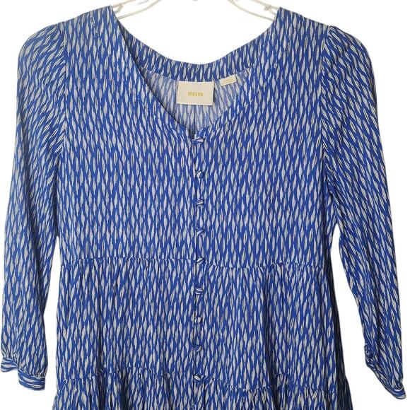 Anthropologie Maeve Lila Tiered Button Front Tunic Top Blouse Pockets XS - Picture 2 of 6